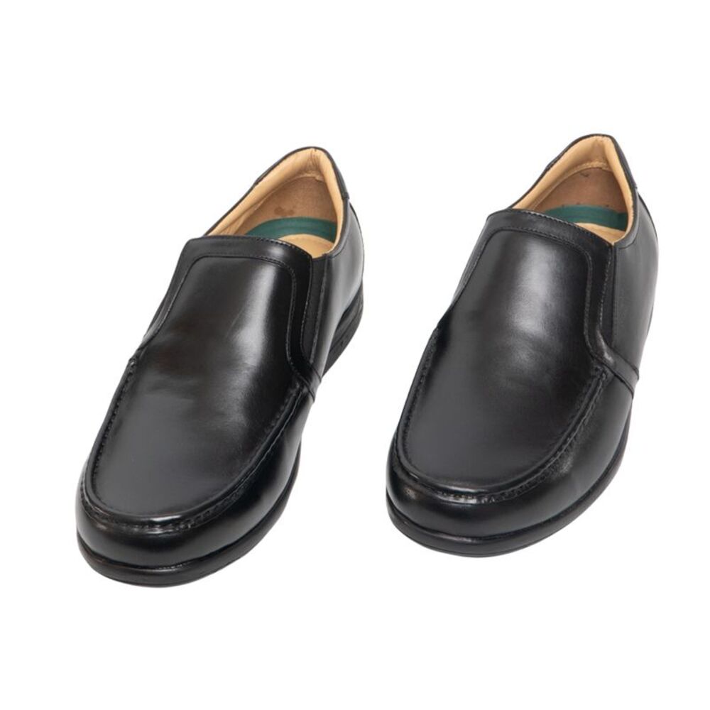 Roamers Mens Leather XXX Extra Wide Twin Gusset Casual shoe / Black